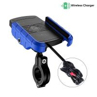 ราคา Motorcycle Bike Mobile Phone Holder Stand Mount Wireless Charger for Moto Motorbike Cell Phone GPS Support for iPhone 13 Samsung (19871619639)