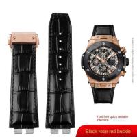 ราคา สายนาฬิกาหนังแท้คุณภาพสูงสำหรับ Hublot Big Bang 411 สายหนัง cowhide ด่วน 27 มม เครื่องมือฟรี (19657698524)