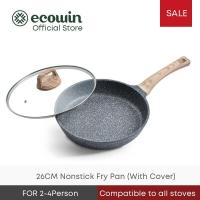 ราคา Free Shipping Ecowin Maifan Stone periuk batu Non Stick Frying Pan With Lid 20 24 26 28 cm (15262913844)
