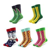 ราคา 5 Pairslot Mens Funny Colorful Combed Cotton Socks Novelty Pattern Long Tube Crazy Wedding Skateboard Socks for Men No Box (11845476809)