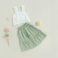 ราคา Forever CY Baby Girl Two Piece Outfits 2022 Summer Floral Lace Sleeveless Crop Tops Elastic Waist Solid Color Flared Pants Fashion Clothing Set (18818197632)