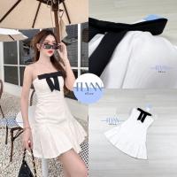 ราคา FLYNN F006 ชุดเดรสสั้นเกาะอกสีขาว แต่งโบว์ดำ (20714164944)