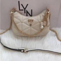 ราคา กระเป๋าสะพายข้างทรงพอช LYN มี 2 สาย กระเป๋าประดับหมุดหน้าโซ่ รุ่นนี้ขายดี (20499512009)