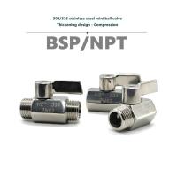 ราคา 304 316 Stainless steel Mini Ball valve 1 8 1 4 3 8 1 2 3 4 1 BSP NPT Female male thread for water oil acid 2 way ball valve (20385051021)