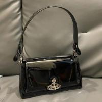 ราคา Vivian West Empress Hazel Saturn Armpit Bag French Stick Bag Patent Leather Handbag Shoulder Niche Small Square Bag (20517410806)