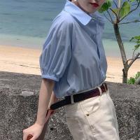 ราคา เสื้อผู้หญิงเสื้อเชิ้ตแขนพองแขนสั้นสีขาวสไตล์เกาหลี (17903728053)