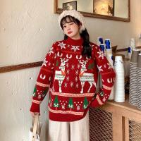 ราคา เสื้อไหมพรมกันหนาว เสื้อกันหนาวไหมพรม เสื้อกันหนาวผู้หญิง เสื้อสเวตเตอร์สีแดงน่ารัก เสื้อกันหนาวคอกลม (20491823977)