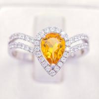 ราคา Lucky Gems แหวนพลอยหยดน้ำ ล้อมเพชร เงินแท้92 5 เพชร CZ เกรด Premium เล่นไฟดี ชุบทองคำขาว LPL413 (18276915497)