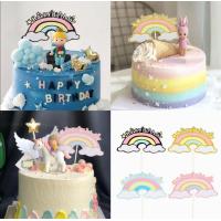 ราคา ป้ายปักเค้กวันเกิด สายรุ้ง ป้ายปักเค้กวันเกิดเรนโบว์หลากสี (8298160087)
