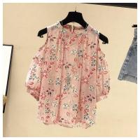 ราคา มีไซส์ใหญ่ Plus Size Womens Off shoulder Summer Blouses Ladies Office wear Vintage Floral Printed Tops Large Size Elegant Female Top (20115146792)