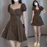 ราคา Fomu ชุดเดรส เจ้าหญิง สีน้ำตาล จับจีบตรงอก แขนตุ๊กตา เนื้อผ้ายีนส์ 2059 (20611087339)