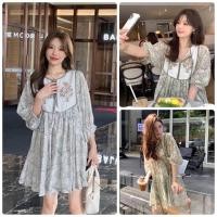 ราคา งานป้าย YPY งานตรงป้าย เดรสสั้นแขนสามส่วน เนื้อผ้าชีฟองทึบ (20499388447)