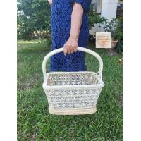 ราคา ตะกร้าหวาย ตะกร้าทำบุญ ตะกร้าไปวัด ตะกร้าไปทำบุญ ตะกร้าสาน ตะกร้าหวาย ลายผีเสื้อ ทรงเหลี่ยม ใบใหญ่ ขนาด 10x15x8 5 นิ้ว สีขาว Basket (20929203348)