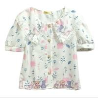 ราคา เสื้อคอบัวแต่งลูกไม้ ลายดอก แขนสั้น สีขาว (20838746572)
