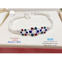 ราคา สร้อยข้อมือเงินแท้92 5 ข้อมือลายสี่เสา ดอกไม้ลงยา สร้อยหนัก 2 สลึงตัน ยาว 6 7 นิ้ว เนื้อเงินแท้ (9640289962)
