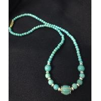 ราคา สร้อยคอลูกปัดหลากสีแนวโบราณสีฟ้ายาว 18 (12148065662)