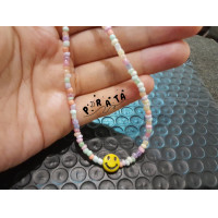 ราคา สร้อยคอลูกปัดสีพาสเทล จี้ลูกปัดยิ้ม สร้อยโชคเกอร์ สไตล์เกาหลี (19895628675)