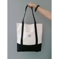 ราคา Tote Bag กระเป๋าผ้าแคนวาส สะพายไหล่ มีซิป สีขาว ดำ สีขาว กรมท่า ใส่สมุด A4 ได้ (17384839675)
