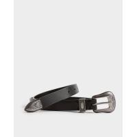 ราคา WARDROBE MINISTRY เข็มขัดหนังแท้ สีดำ Real Slim Western Leather Belt in Black (21030511955)
