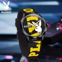 ราคา PLAYBOY นาฬิกาเพลย์บอยสำหรับผู้ชายของแท้กันน้ำหน้าปัดเรียบง่ายสายซิลิโคนสีเหลืองนาฬิกาสปอร์ตผู้ชาย2023ใหม่ (18501128470)