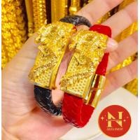 ราคา กำไลหนังลายมังกร สวยเหมือนจริงทองชุบทองหุ้ม by นพคุณห้างทอง (19363344734)