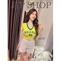 ราคา NEW งานใหม่ ไม่ซ้ำใคร เสื้อครอปบราซิลสีเหลืองเขียว คอวี จั้มเอว ใส่แล้วสวยหุ่นปังมากก BZ (21097643003)