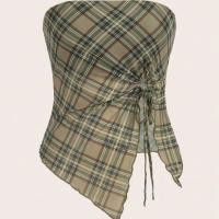 ราคา พร้อมส่ง เสื้อเกาะอก ลายสก็อต ผูกโบว์ด้านหน้ามี2สี (21121919277)