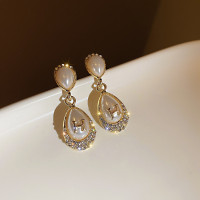 ราคา 925ต่างหูเงินสไตล์เพชร MODE Korea ประดับด้วยตัวอักษร H ต่างหูอัญมณีไข่มุกสำหรับผู้หญิง (17301370471)