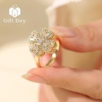 ราคา แหวนดอกไม้โชคดี24K สำหรับผู้หญิงแหวนหมุนปรับได้รูปหัวใจของขวัญแหวนเครื่องประดับ (19989534130)