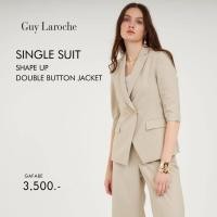 ราคา แจ็คเก็ตสูท สีเบจ รูปทรงสุภาพ รุ่น Single Suite Beige Shape up Double Button สูทเข้ารูปแขนยาวสี่ส่วน Guy Laroche GAFABE (20468604639)