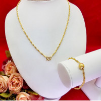 ราคา สร้อยคอทอง 2 สลึง ข้อมือทอง 1 สลึง 18 นิ้ว ลายดิสโก้คั่นเม็ดจิก ชุบทอง ใส่เสริมบารมี ใส่ออกงานได้ ใส่อาบน้ำได้ (20826630304)