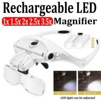 ราคา พร้อมส่ง แว่นตาแว่นขยาย 5เลนส์ Loupe แว่นตาแว่นขยายไฟ Led โคมไฟ แถบคาดศีรษะ Led แว่นขยายสำหรับอ่านหนังสือ ซ่อม (17411844213)