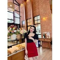 ราคา พร้อมส่ง กระโปรงทรงเอ ผ่าหน้า มีซับในกางเกง ผ้าวูลเวฟ A880 (18925003223)