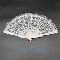 ราคา แฟนจีน แฟนลูกไม้ พัดจีน พัดผ้า 3 สี แดงดำและขาว LS (17326001440)