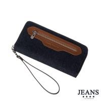 ราคา Louis Montini Denim Zip Around กระเป๋าสตางค์ผ้ายีนส์ ซิปรอบ ผู้หญิง ปะหนังแท้ด้านหน้า Jeans Wallet for Women WL32 (909802191)