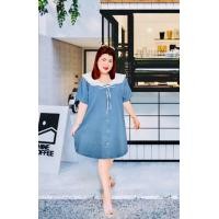 ราคา RN238 ชุดเดรสสาวอวบผ้ายีนส์ รุ่นปกทหารเรือ (21086998649)