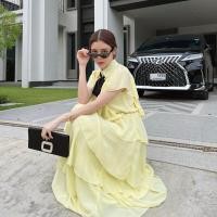 ราคา FLAT2112 FF0031 LADY DIANA DRESS เดรสยาว เดรสชั้น สวยหรู ใส่เที่ยว ออกงาน มีโบว์ ผูกไทด์ แบรนด์แท้ พร้อมส่ง (19453739459)