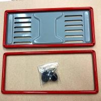 ราคา กรอบป้ายทะเบียน กรอบป้ายทะเบียนสแตนเลส สีแดง หลังเหล็ก แบบใหม่ สีสวย (6728796168)