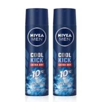ราคา Nivea นีเวีย เมน คูลคิก สเปรย์ ระงับกลิ่นกาย 150ml x2 สำหรับผู้ชาย cool kick extra cool active (19579746709)