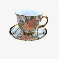 ราคา แก้วกาแฟ ถ้วยน้ำชา แก้วน้ำชา ถ้วยกาแฟ แก้วกาแฟพร้อมจานรอง เซรามิก ลายดอกไม้ พร้อมส่ง (9651861045)