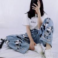ราคา eu8854 กางเกงยีน กางเกงยีนขายาว เอวสูง ทรงหลวม พิมพ์ลายการ์ตูนมิกกี้เมาส์ สไตล์เกาหลี เรโทร สําหรับผู้หญิง และคู่รัก (16771417600)