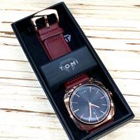 ราคา นาฬิกาTOMI นาฬิกาข้อมือผู้ชายสายหนังกันน้ำพร้อมกล่อง (20031333692)