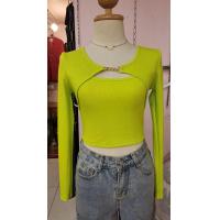 ราคา ครอปแขนยาวผ้าไหมพรม แฟชั่นสายฝอสุดแซ่บ เสื้อครอปไหมพรมแขนยาว (19263247492)