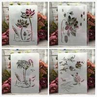 ราคา 4ชิ้น เซ็ต29ซม A4รูปเต่าบัวแบบทำมือแบบภาพวาดลายฉลุหลายชั้นแม่พิมพ์อัลบั้มตกแต่งลายนูนไม้บรรทัดและลายฉลุ (19835127120)