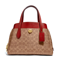 ราคา กระเป๋าถือ COACH แท้ ทรงสวยหรู จาก Shop หนังแท้และ Coated canvas ช่องเยอะ มีสายยาว COACH 593 LORA CARRYALL 30 IN SIGNATURE COATED CANVAS Tan Rust (12363138053)