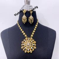 ราคา Vintage jewelryเครื่องประดับไทย เครื่องประดับชุดไทยประยุกต์ ดอกกุหลาบสีทอง dance show wedding bride thai dress earring clip necklace sets (21147393209)