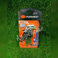 ราคา PUMPKIN ประแจหกเหลี่ยม เหล็กโอซาก้า S2 ตัวสั้น 9ตัว ชุด รุ่น PTT HKB9S 28533 ประแจ หัวเหลี่ยม หัวบอล (18489400521)