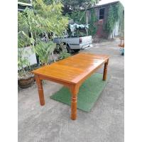 ราคา CPG โต๊ะกินข้าวไม้สัก ขนาดใหญ่ 100x200สูง80CM โต๊ะอาหาร โต๊ะกลาง โต๊ะเกม โต๊ะประชุม โต๊ะเอนกประสงค์ รุ่นขากลึง สีสักน้ำตาลส้มเคลือบเงา K 279 (17010112854)