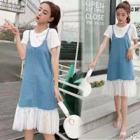 ราคา เอี๊ยมกระโปรงยีนส์ แต่งชายฟรุ้งฟริ้งTD277 (7417630505)