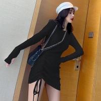 ราคา ชุดเดรสงานน่ารักมากๆ Mini Dressแขนยาวคอกลม ดีไซน์เชือกรูดด้านข้าง เพิ่มความเซ็กซี่ ใส่เที่ยวเก๋ มินิเดรส ชุดเดรสเข้ารูปผ้าร่อง รุ่น DQ Q368 (11059532568)